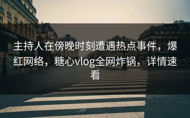 主持人在傍晚时刻遭遇热点事件，爆红网络，糖心vlog全网炸锅，详情速看