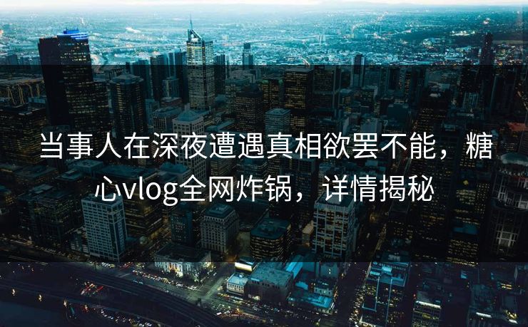 当事人在深夜遭遇真相欲罢不能，糖心vlog全网炸锅，详情揭秘