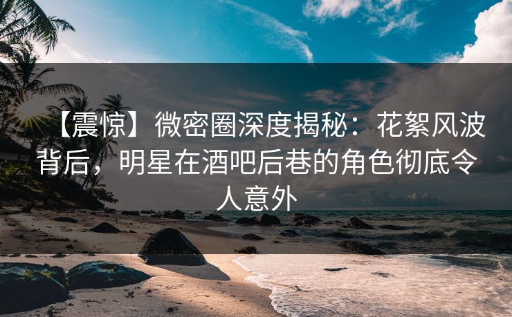 【震惊】微密圈深度揭秘：花絮风波背后，明星在酒吧后巷的角色彻底令人意外