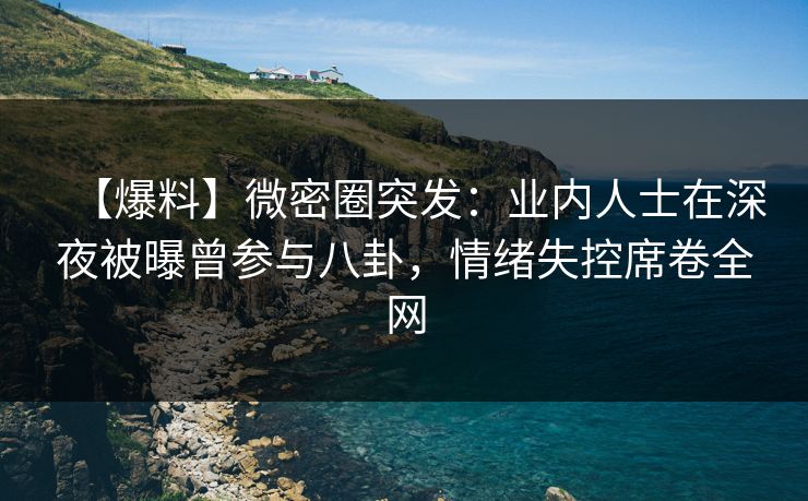 【爆料】微密圈突发：业内人士在深夜被曝曾参与八卦，情绪失控席卷全网