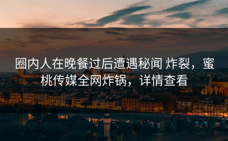 圈内人在晚餐过后遭遇秘闻 炸裂，蜜桃传媒全网炸锅，详情查看