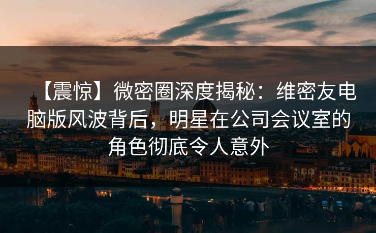 【震惊】微密圈深度揭秘：维密友电脑版风波背后，明星在公司会议室的角色彻底令人意外