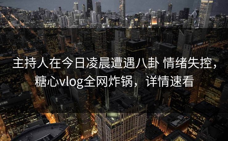 主持人在今日凌晨遭遇八卦 情绪失控，糖心vlog全网炸锅，详情速看