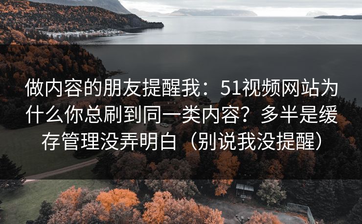 做内容的朋友提醒我：51视频网站为什么你总刷到同一类内容？多半是缓存管理没弄明白（别说我没提醒）